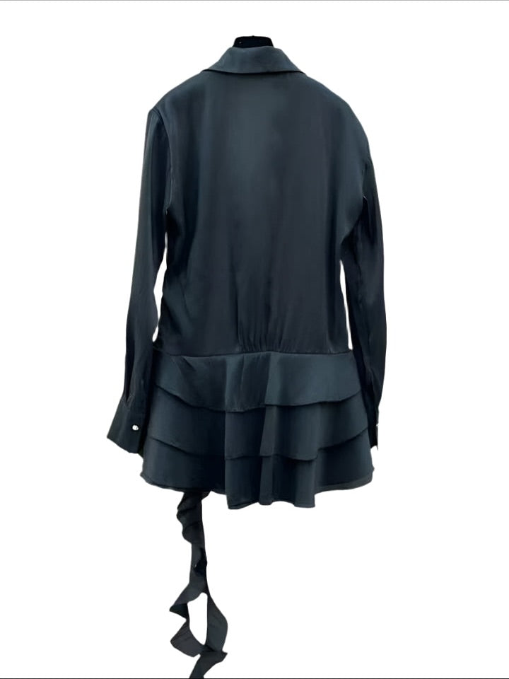 ALINA LONG SLEEVE COLLARED RUFFLE MINI DRESS