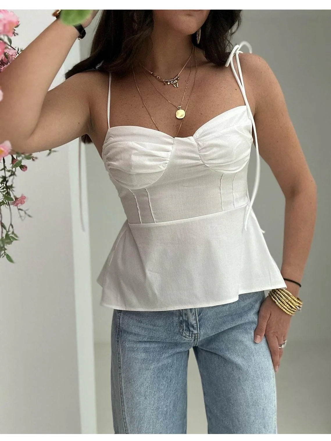 Alicia Tied Spaghetti Strap Corset Top