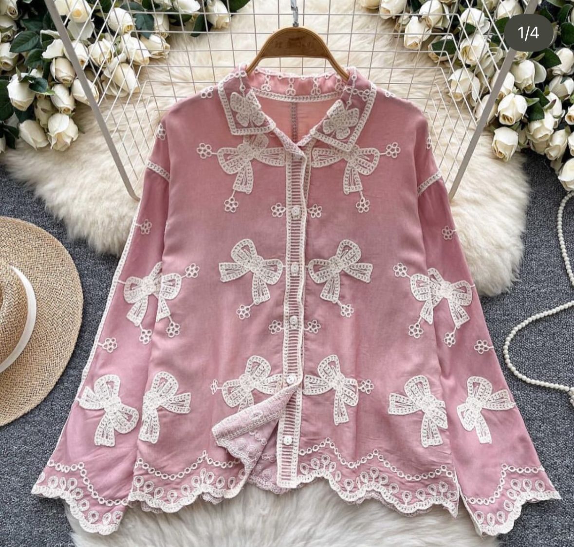 Bow Embroidery Shirt