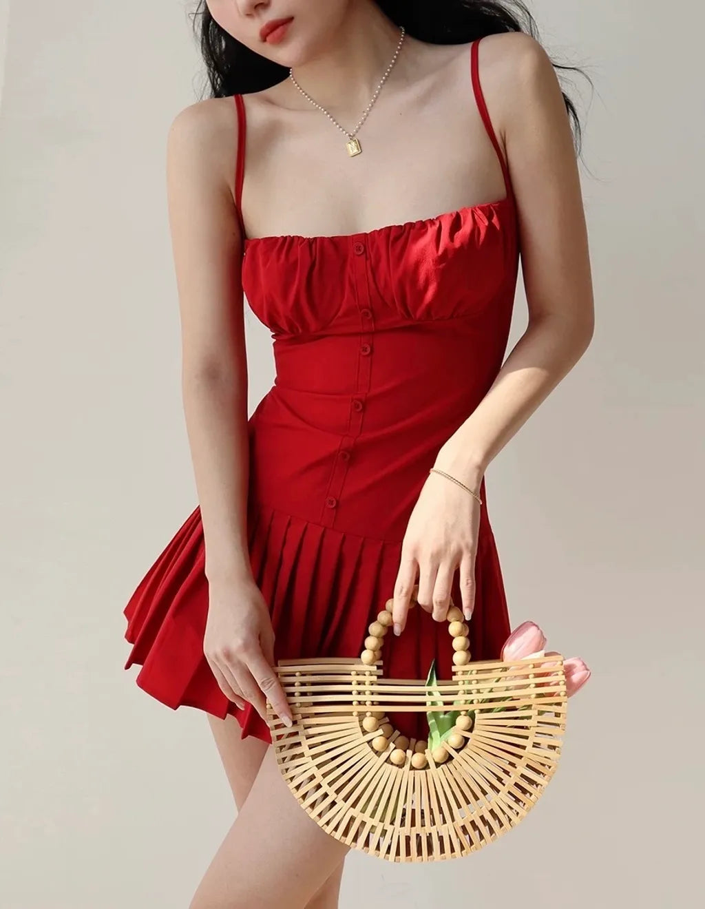 Button Pleated Dress