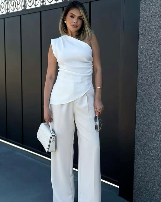 Damen Asymmetric One Shoulder Top