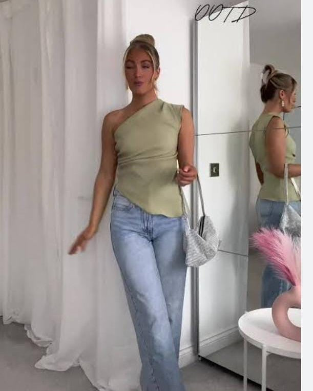 Damen Asymmetric One Shoulder Top