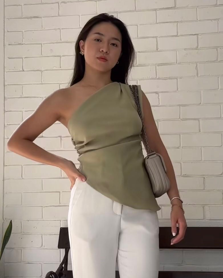 Damen Asymmetric One Shoulder Top