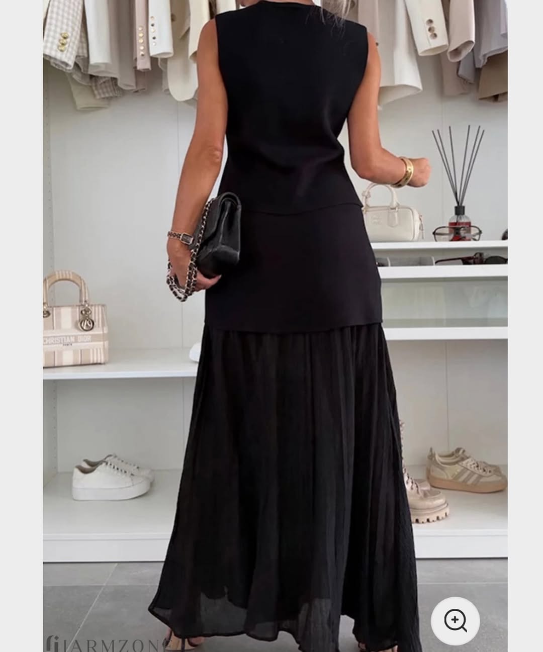 Delilah Knit Waistcoat & Pleated Sheer Maxi Skirt