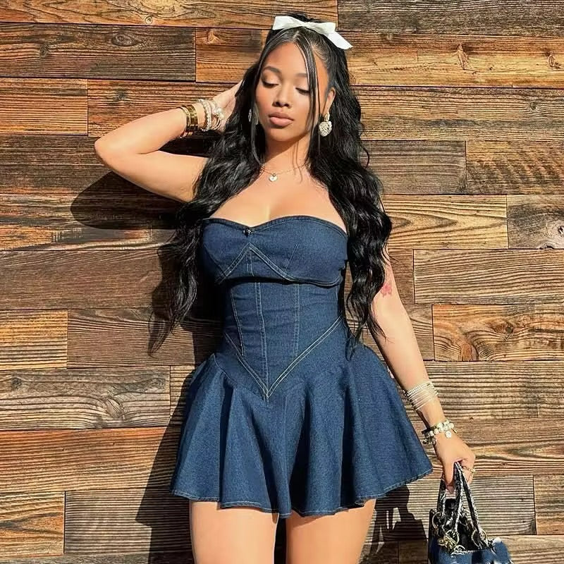 Denim Corset Tube Dress