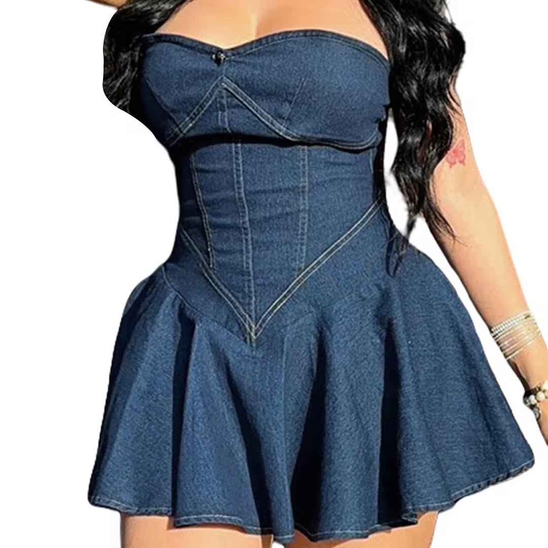 Denim Corset Tube Dress