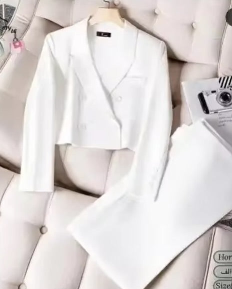 Double Breasted Blazer Wide Leg Pant Set