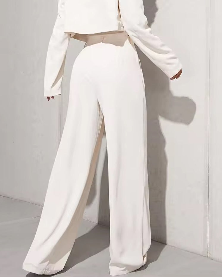 Double Breasted Blazer Wide Leg Pant Set