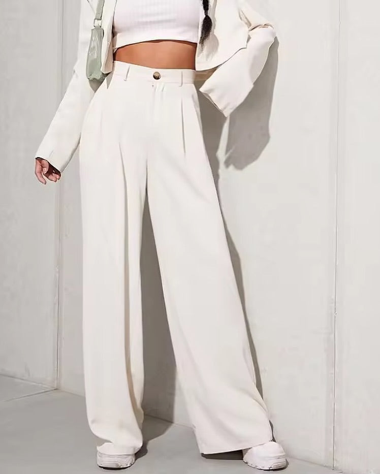 Double Breasted Blazer Wide Leg Pant Set