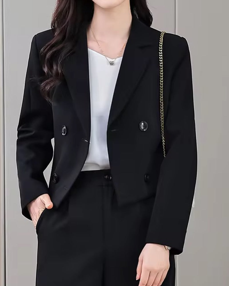 Double Breasted Blazer Wide Leg Pant Set