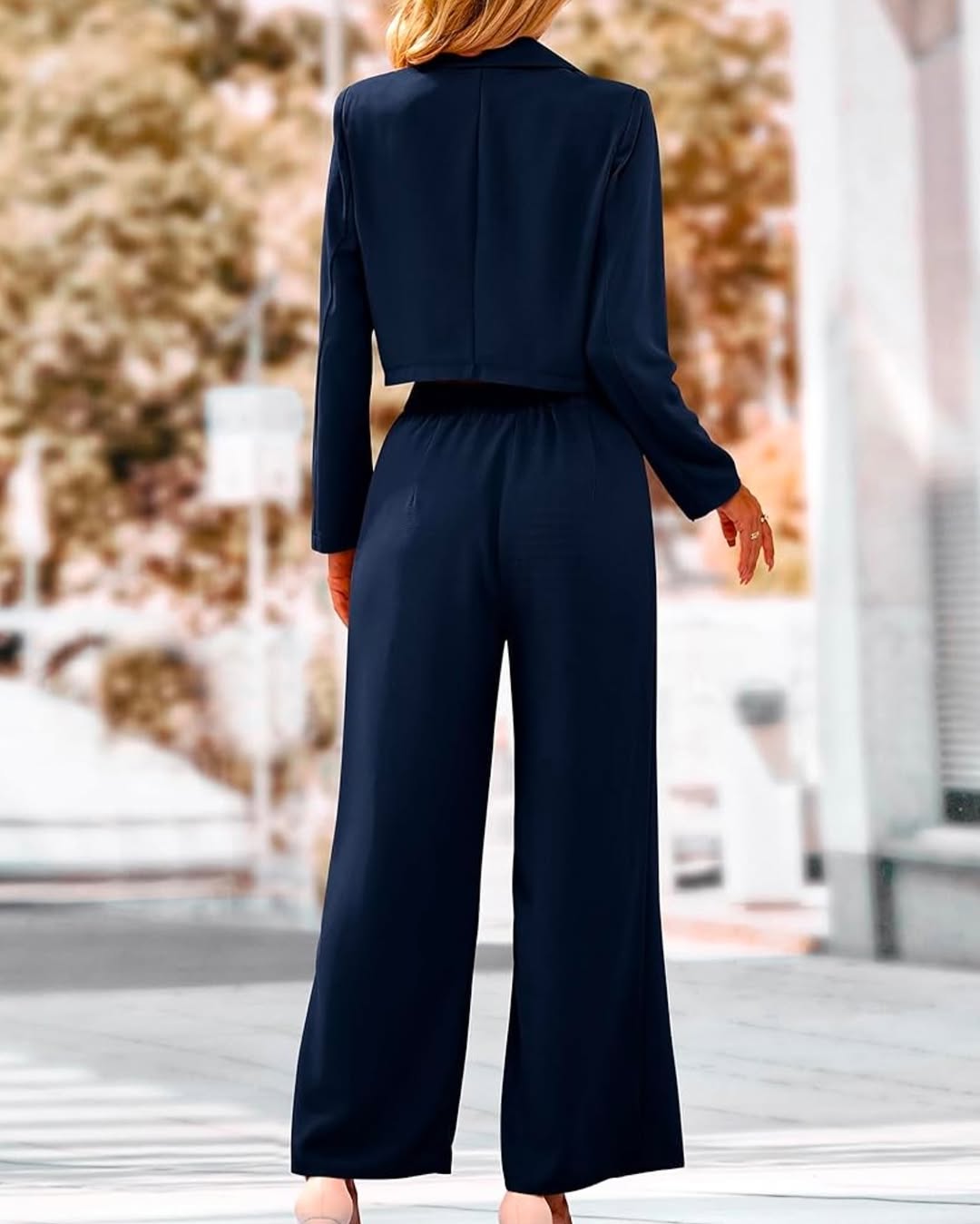 Double Breasted Blazer Wide Leg Pant Set