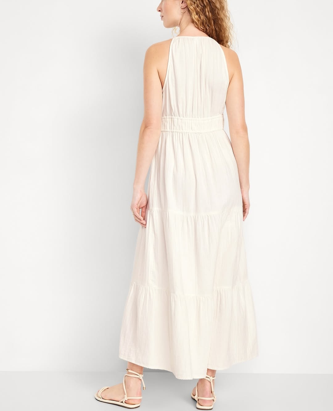 Fit & Flare Crinkle Gauze Maxi Dress