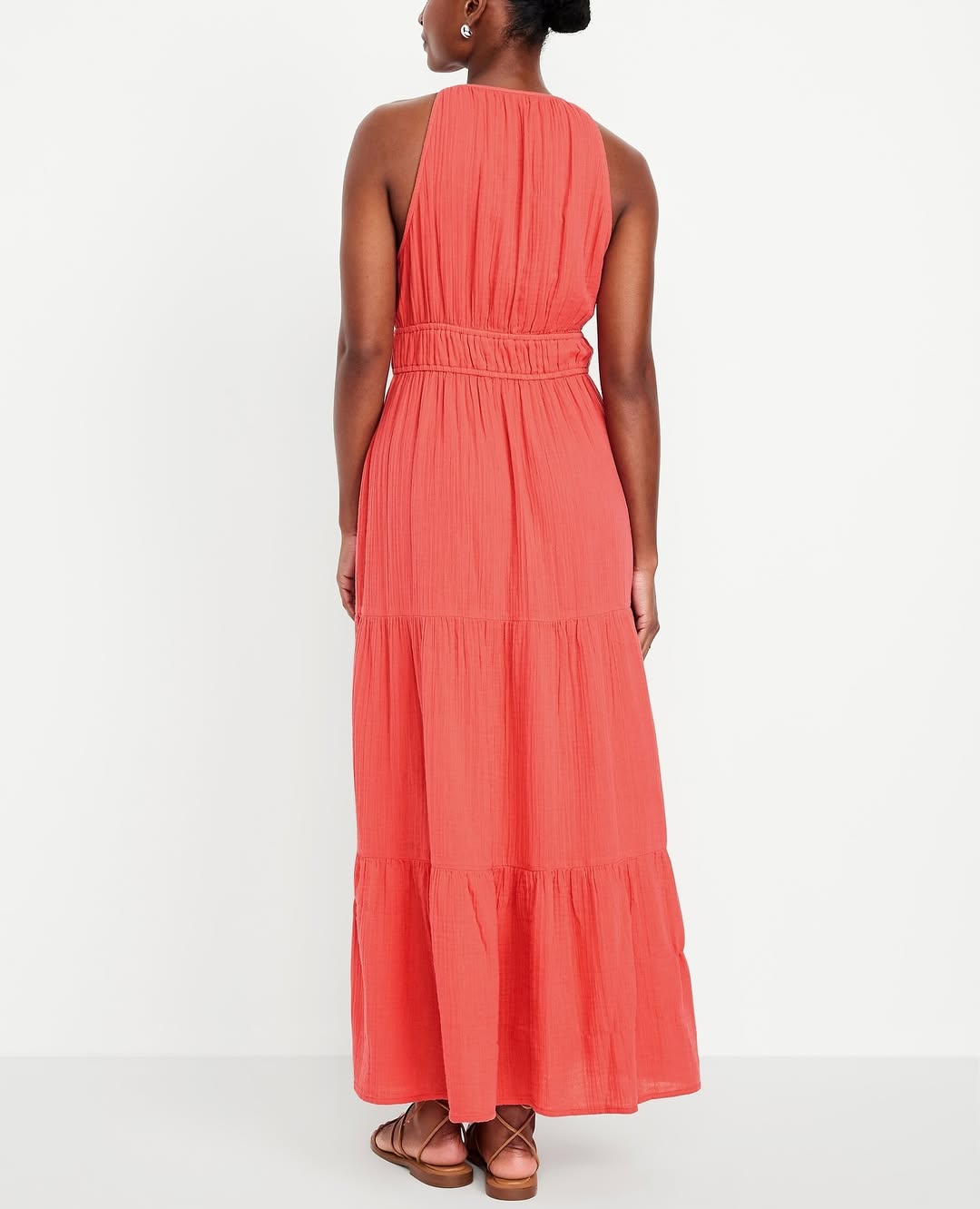 Fit & Flare Crinkle Gauze Maxi Dress
