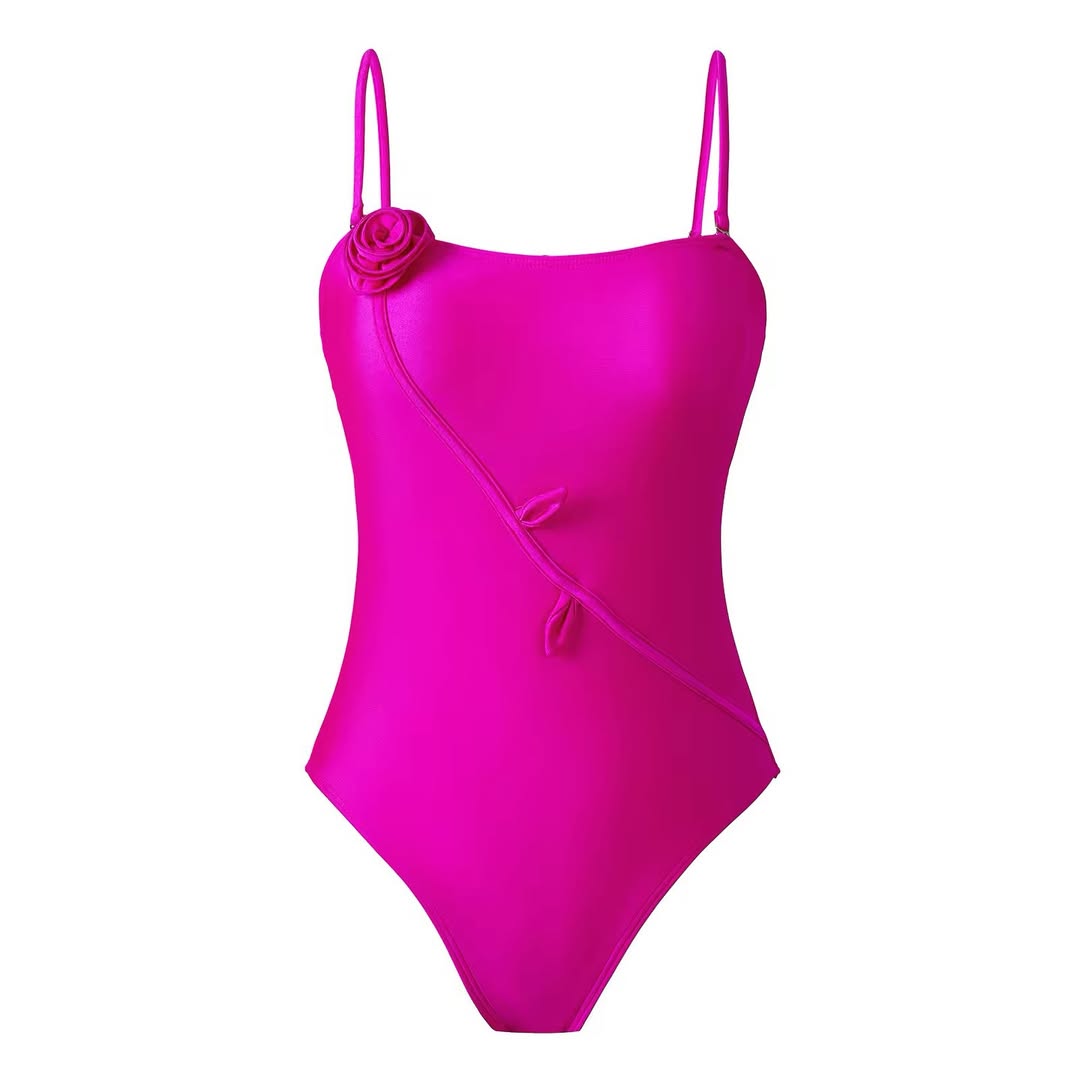 Floral Applique Monokini with Sarong