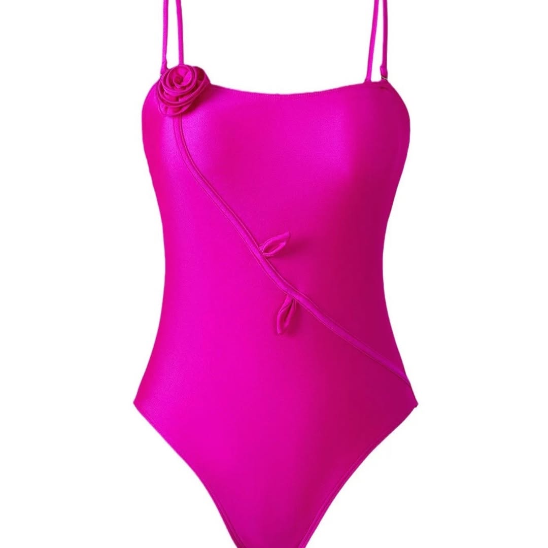 Floral Applique Monokini with Sarong