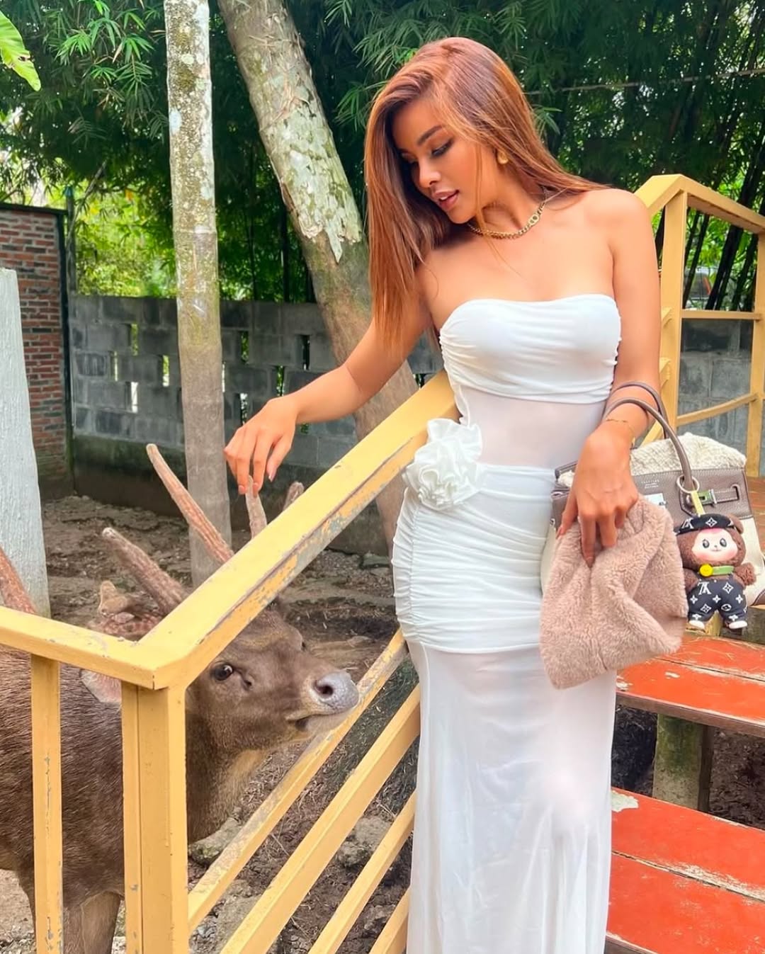 Flower Applique See through Tube Maxi Dress