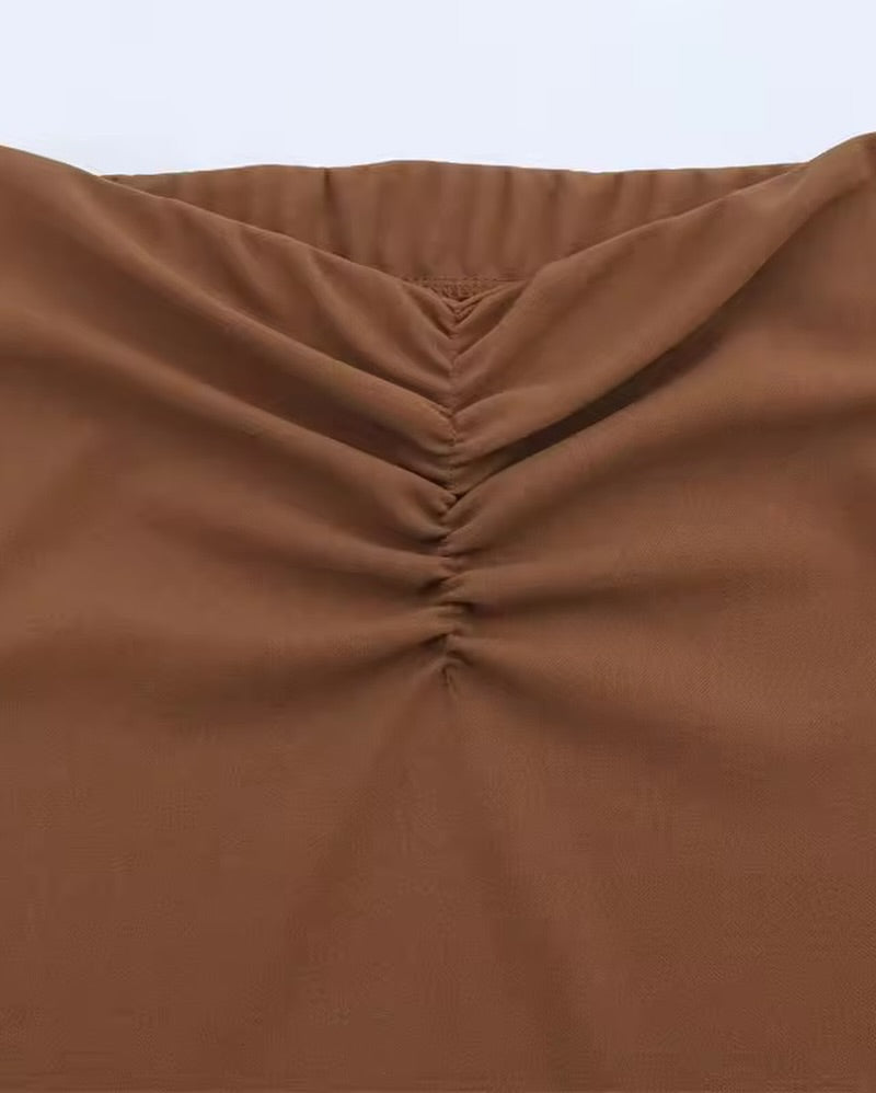 Graciela Asymmetric Crop Top with Gathered Skirt Twin Set