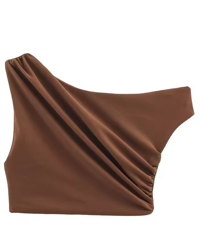 Graciela Asymmetric Crop Top with Gathered Skirt Twin Set