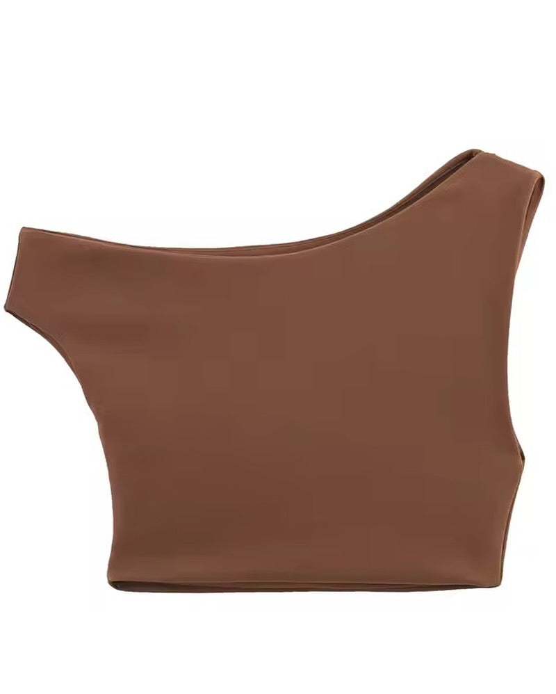Graciela Asymmetric Crop Top with Gathered Skirt Twin Set