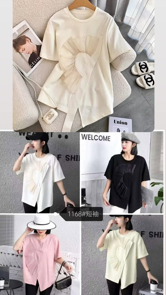 Half Heart Organza Ruffle Top