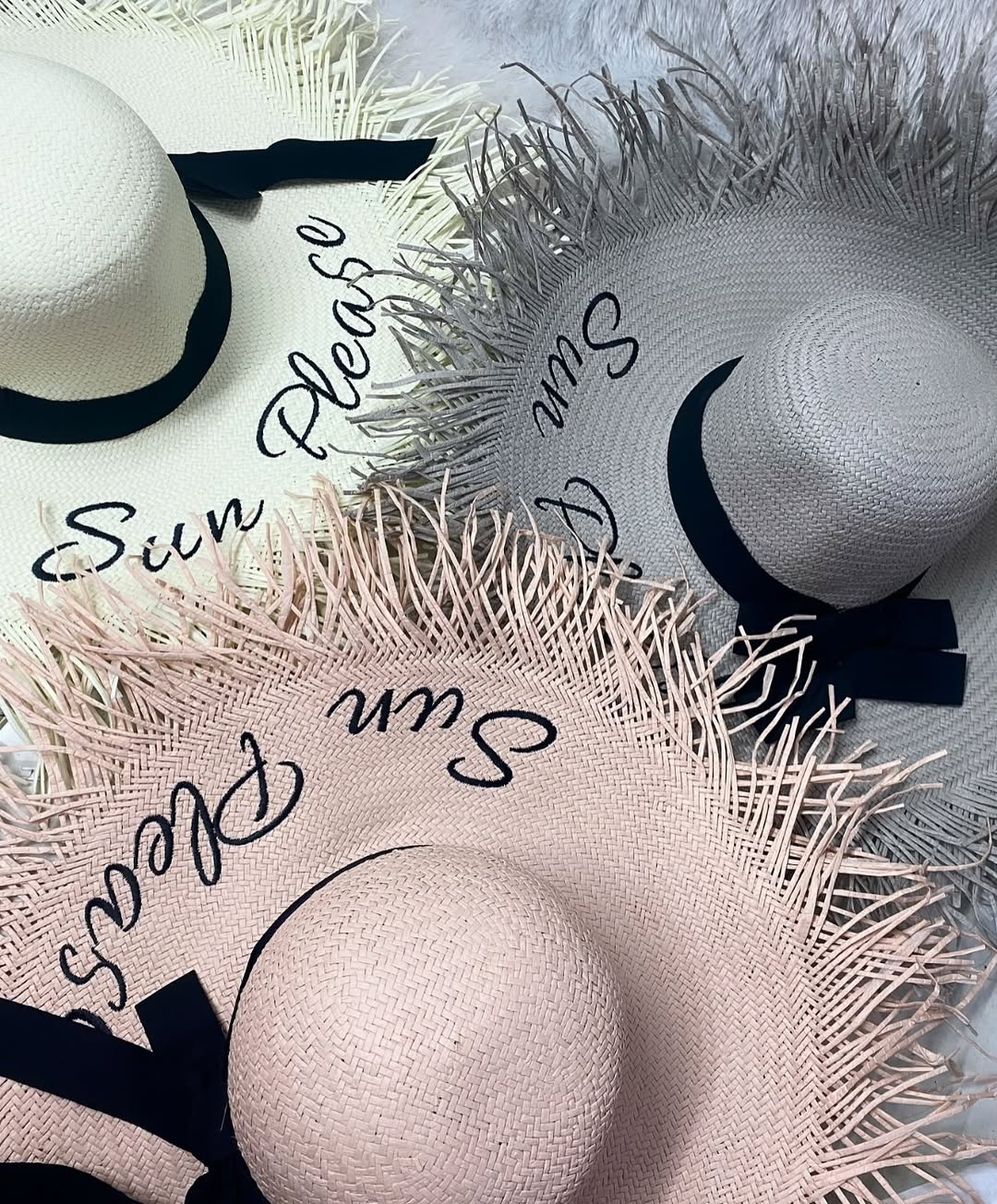 Embroidery lettering wide brim sun beach Hat