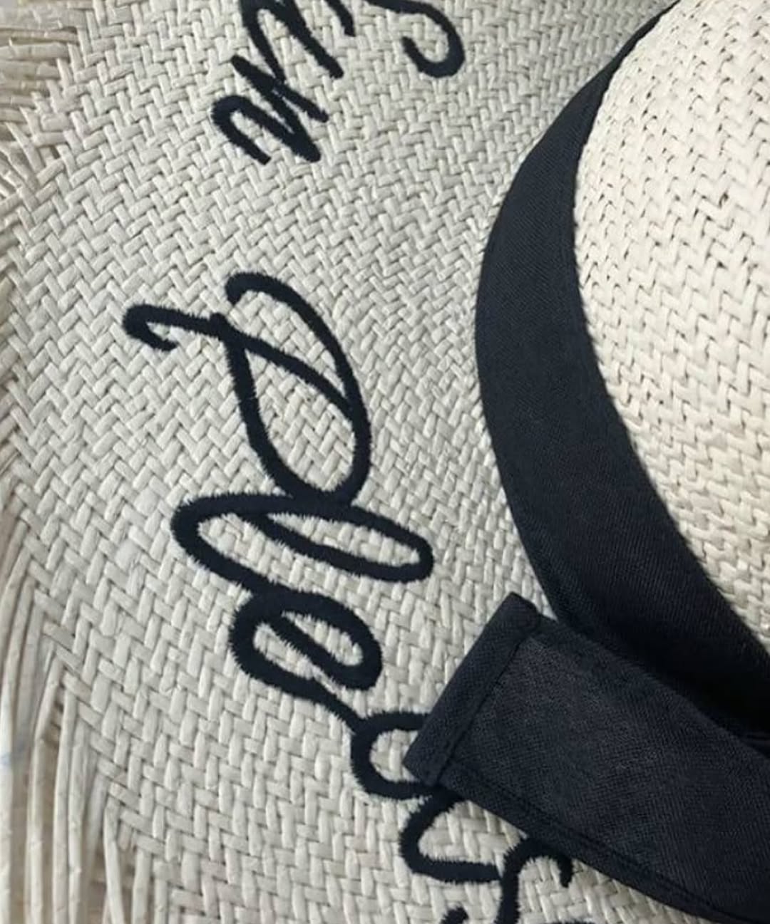 Embroidery lettering wide brim sun beach Hat