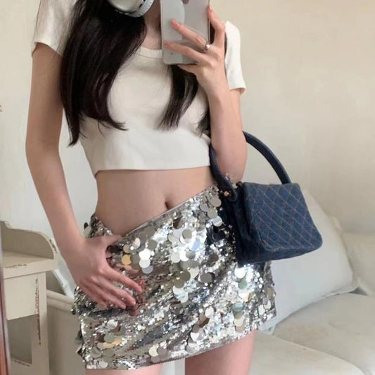 High Waist Shell Mini Skirt