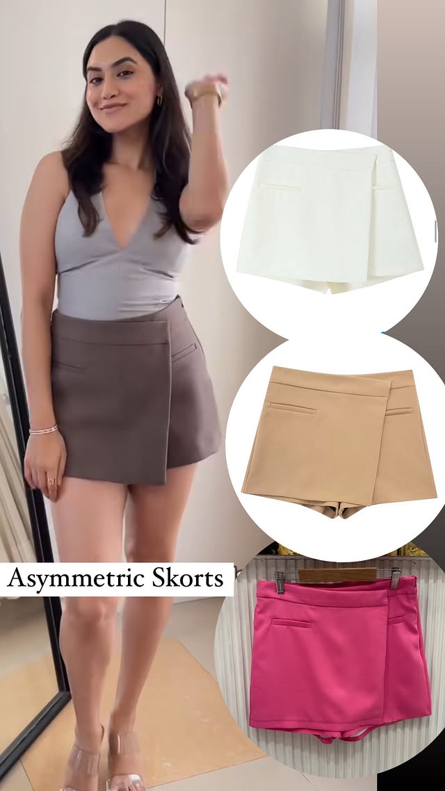 High Waist Asymmetric Skorts