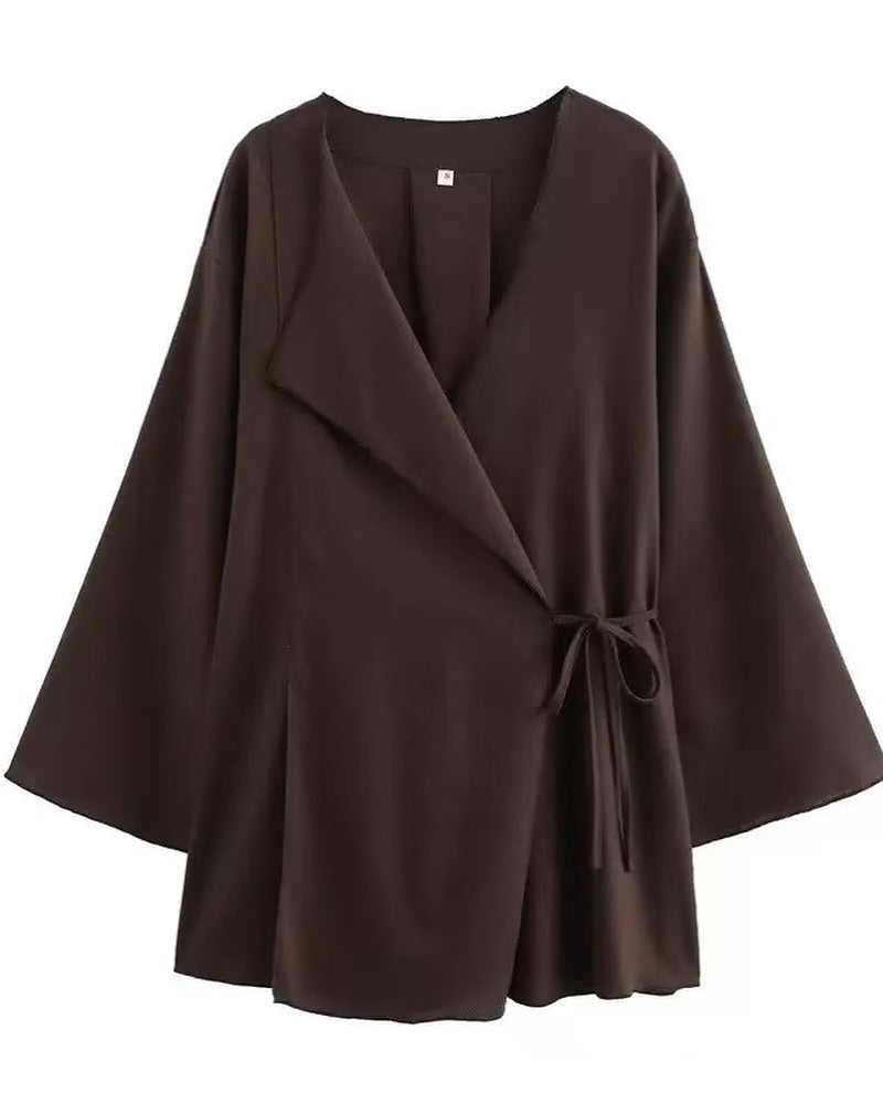 Linen Surplice Kimono Coord Set