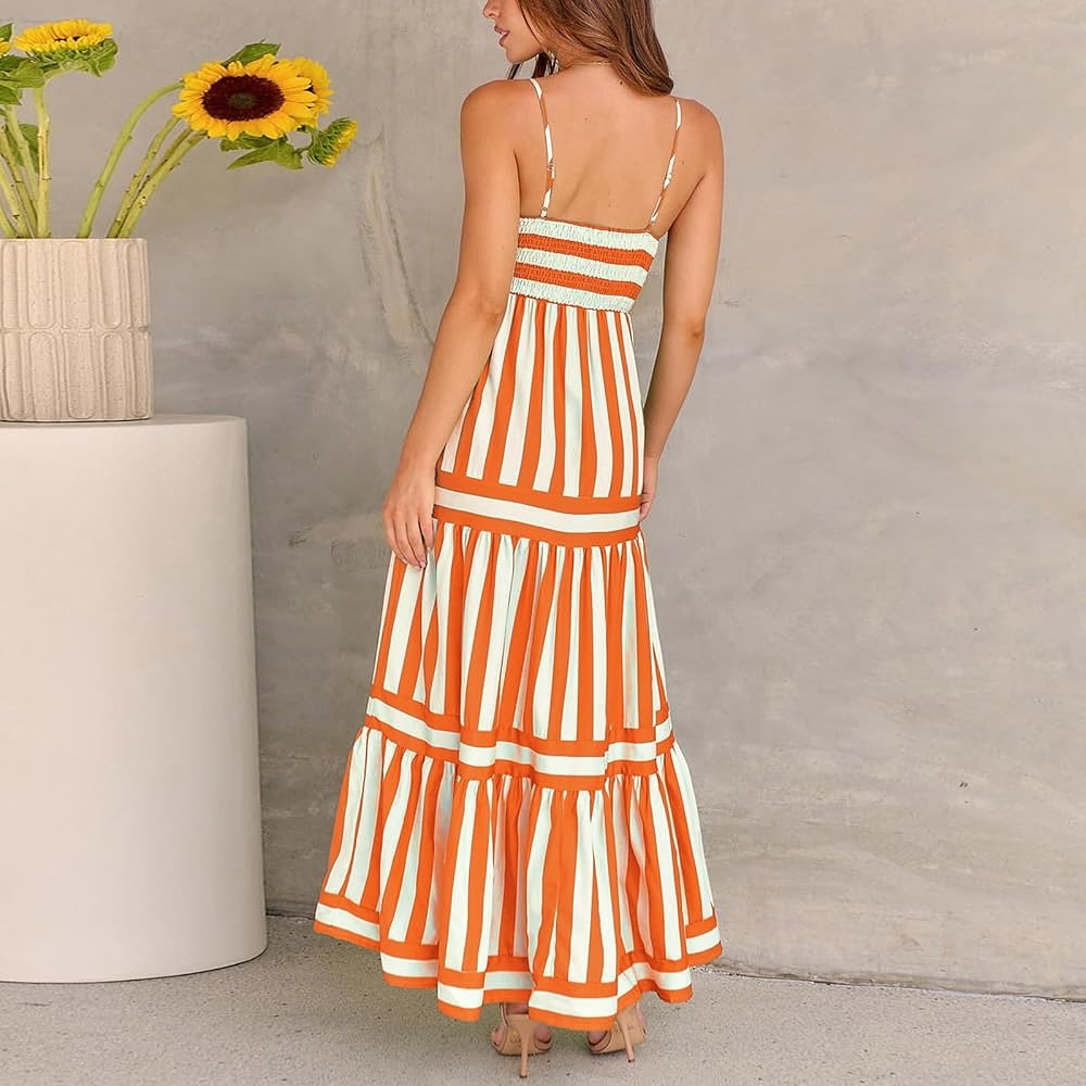 Lola Striped Back Smocked Maxi Dress