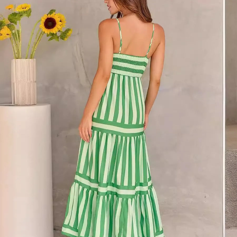 Lola Striped Back Smocked Maxi Dress