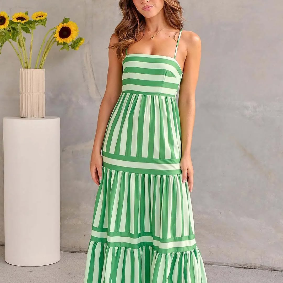 Lola Striped Back Smocked Maxi Dress
