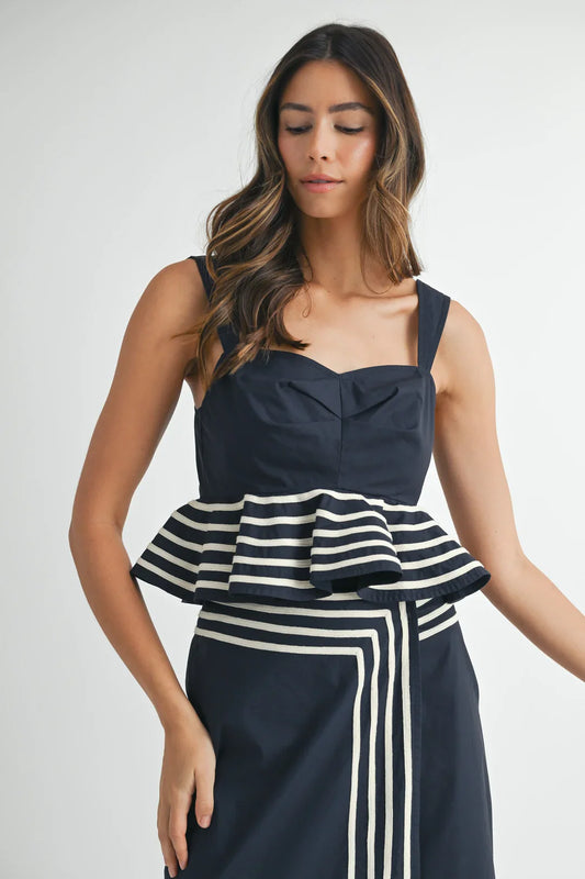 Nera Peplum Top with Wrap Waist Skirt Set