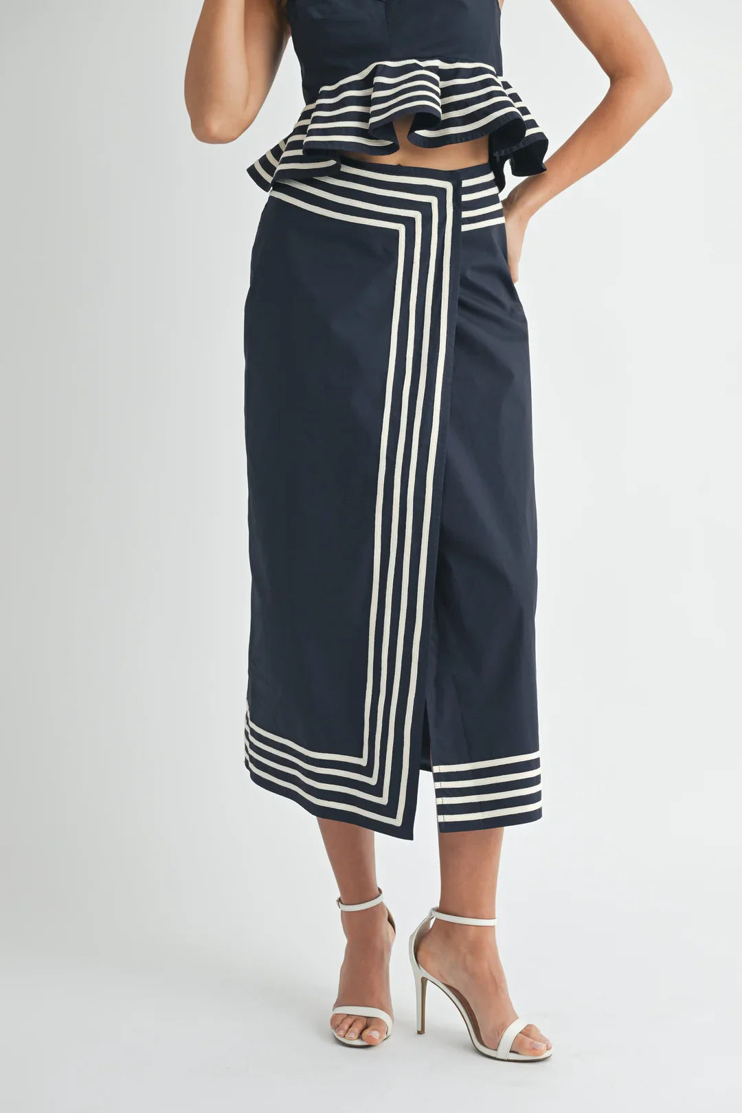 Nera Peplum Top with Wrap Waist Skirt Set