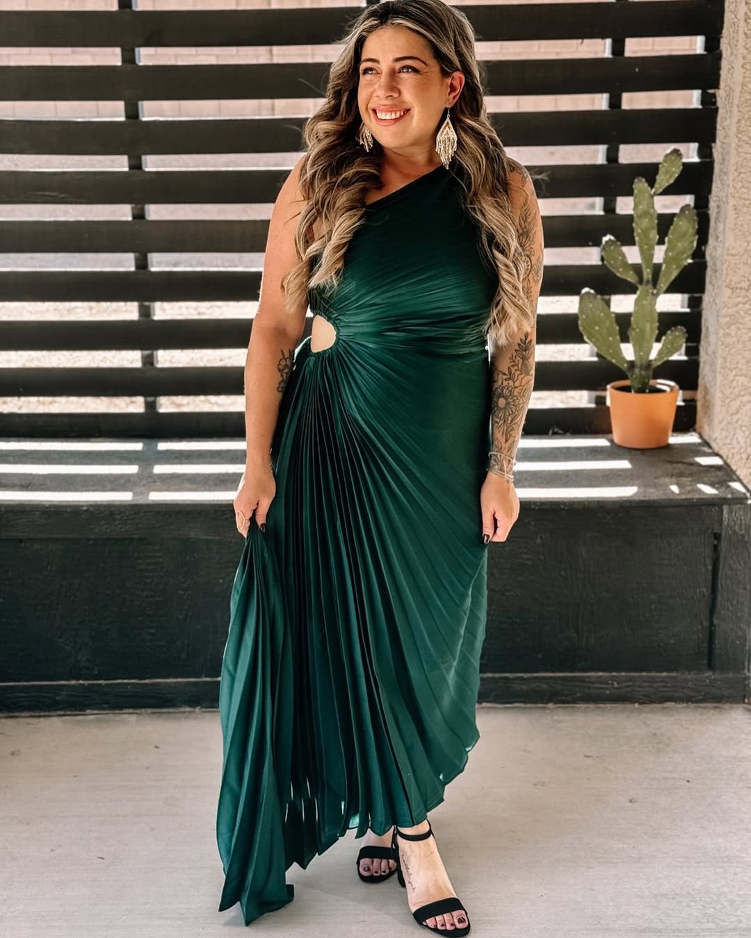 One Shoulder Sun Pleated Satin Dress