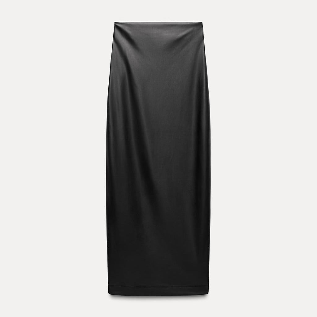 PU Leather Tube Vest Top & Slit Skirt Coord Set