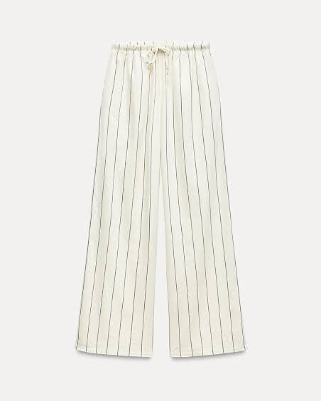 Striped Deep Cowl Neck Top & Wide Leg Pant Coord Set