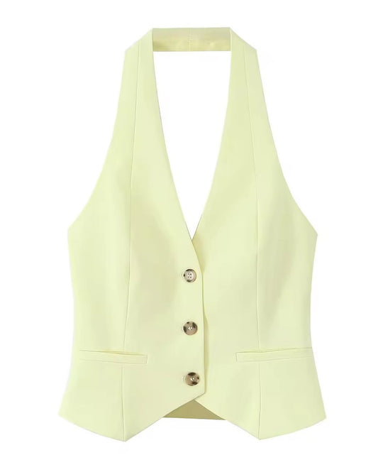 Delphi Halter Waistcoat with Double Pleat Trouser Set