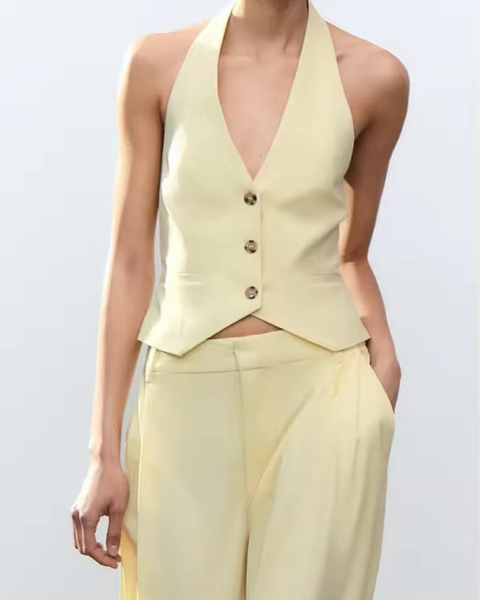 Delphi Halter Waistcoat with Double Pleat Trouser Set