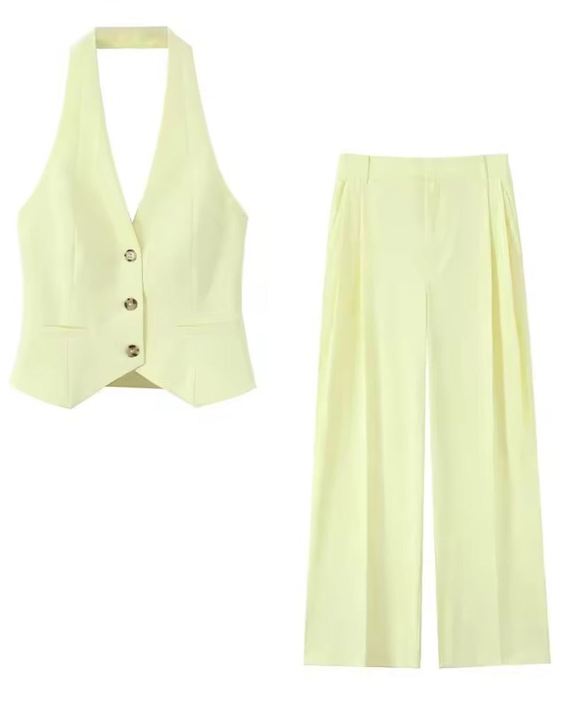 Delphi Halter Waistcoat with Double Pleat Trouser Set