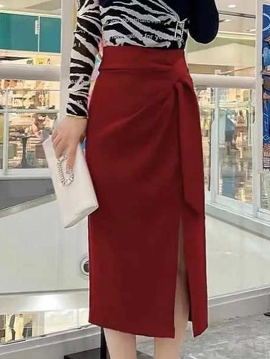 High-Waisted Midi Skirt with Stylish Side Slit