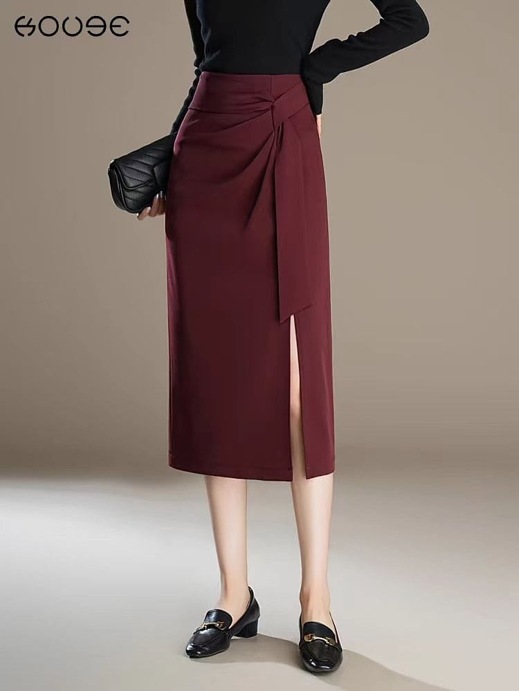 High-Waisted Midi Skirt with Stylish Side Slit