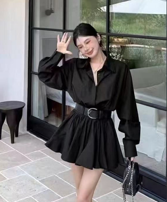 Lolita Mini Shirt Dress with Belt