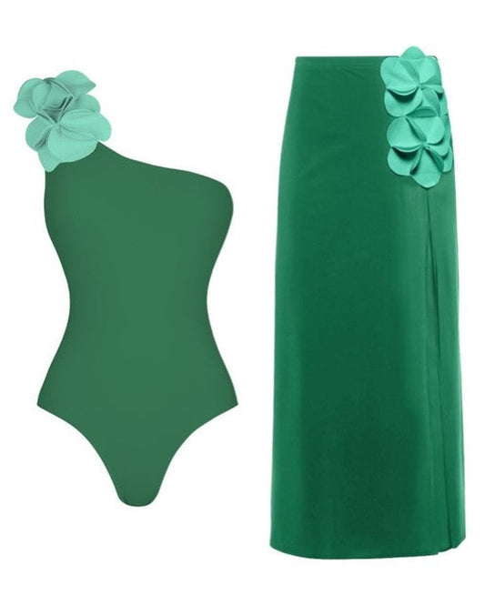Pablo One Shoulder Monokini with Skirt Set