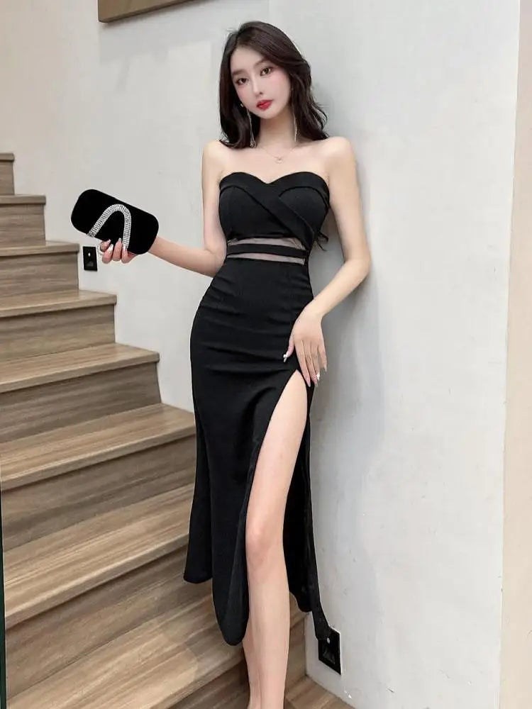 Strapless Bandeau Split Dress