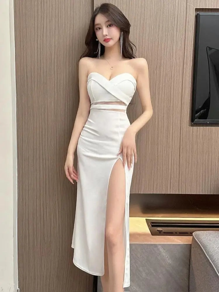 Strapless Bandeau Split Dress