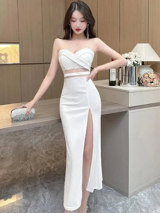 Strapless Bandeau Split Dress