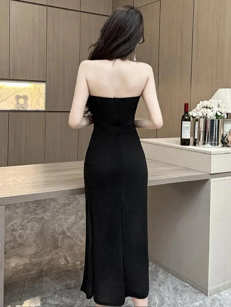 Strapless Bandeau Split Dress