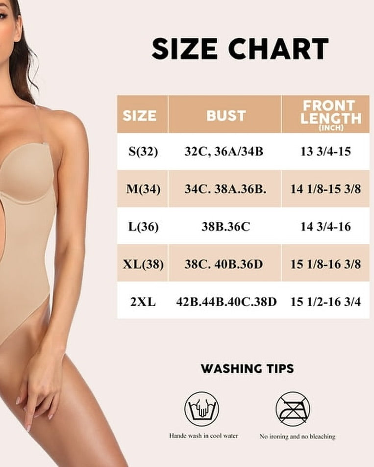 Strapless Bodysuit for Backless Deep neck Dress Bra Shapewear