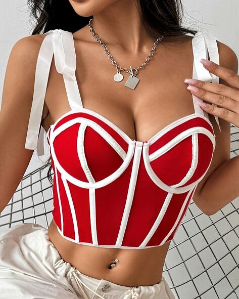 Tie-Up Mesh Corset Top